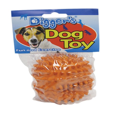 Diggers Boss Pet Digger's Orange Latex Needle Ball Ball Dog Toy Medium 1 pk 52534